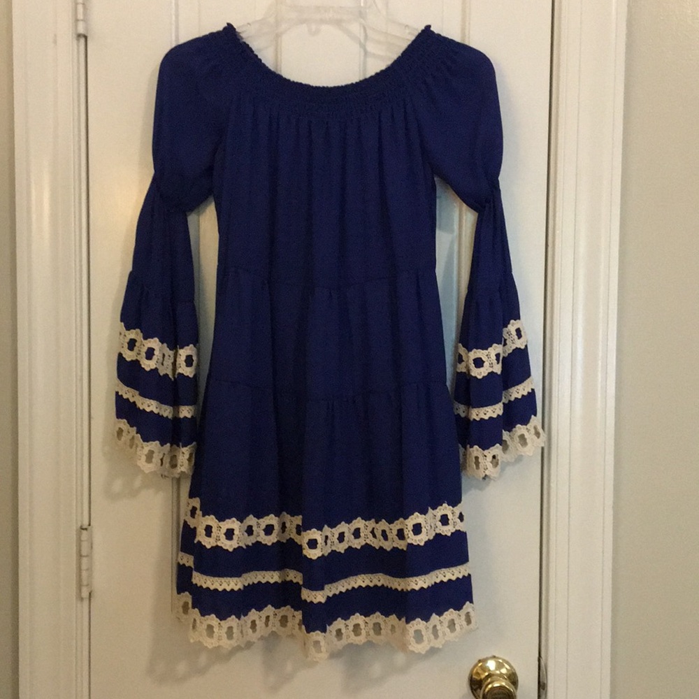 Strapless royal blue dress by Judith March